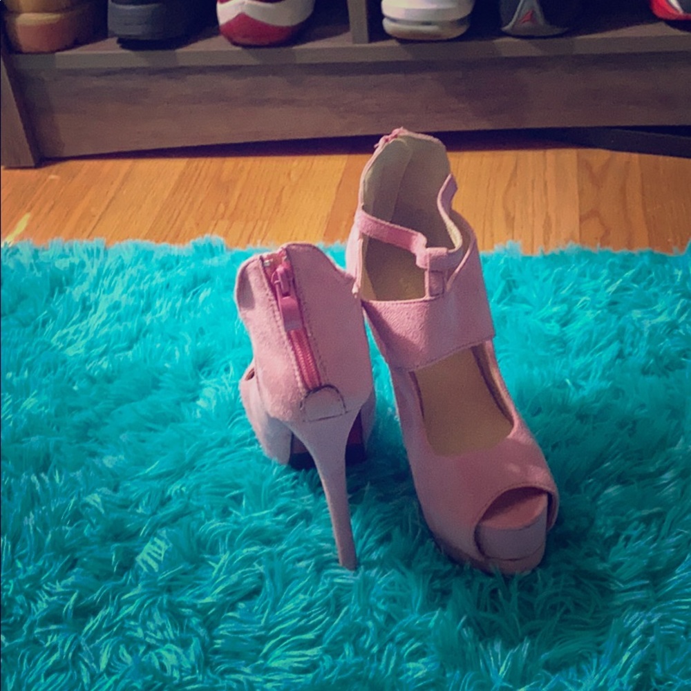Pink peep toe heels